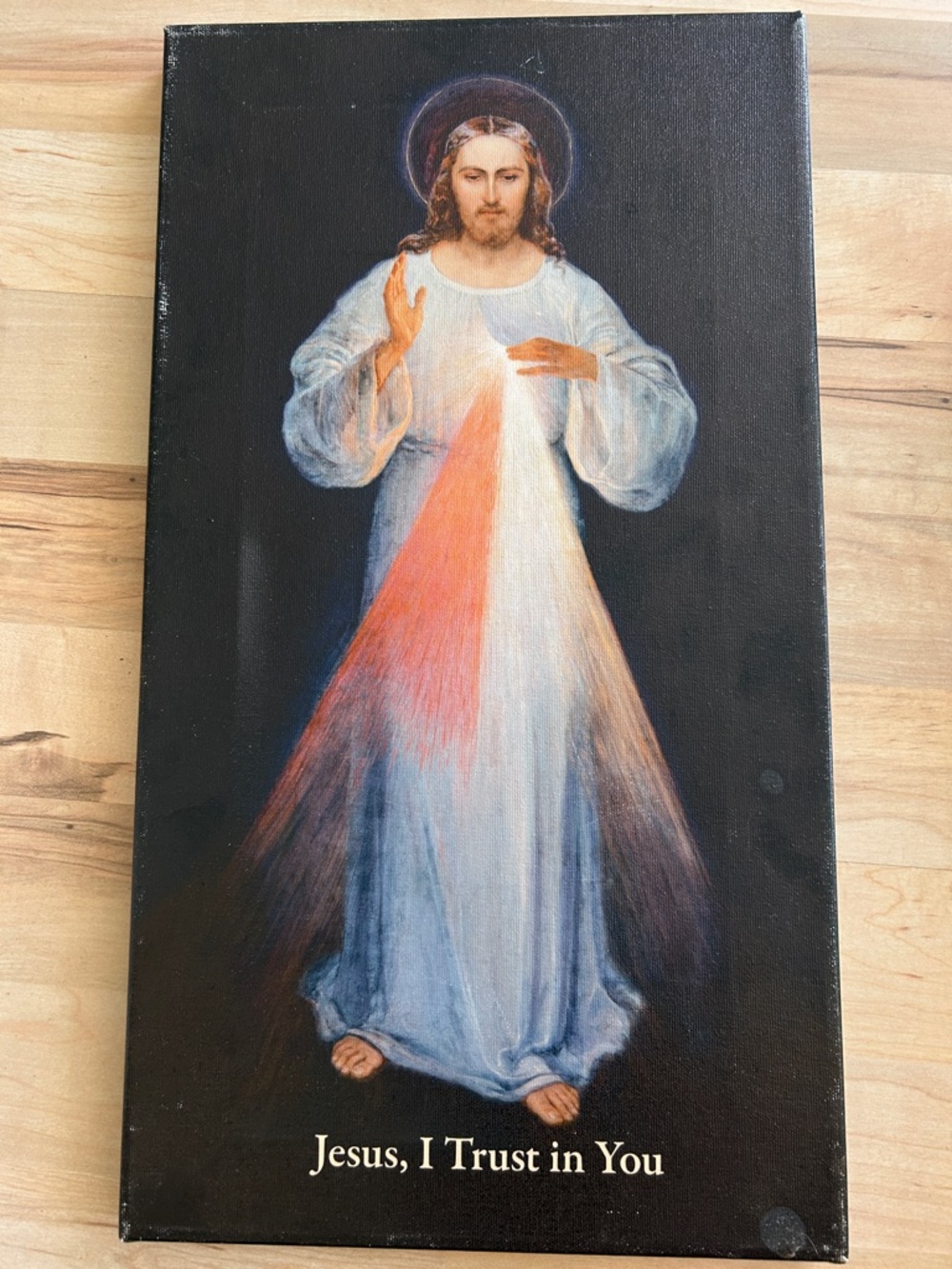 Divine Mercy Jesus Canvas Wall Art - Blue and White